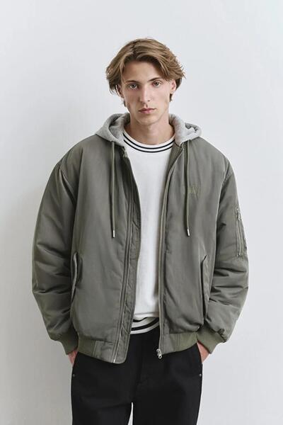 Mavi Hooded smokey olive jacket