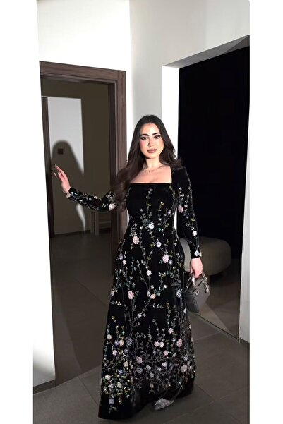 Generic 'Nights of the Orchard' Embroidered Velvet Evening Dress