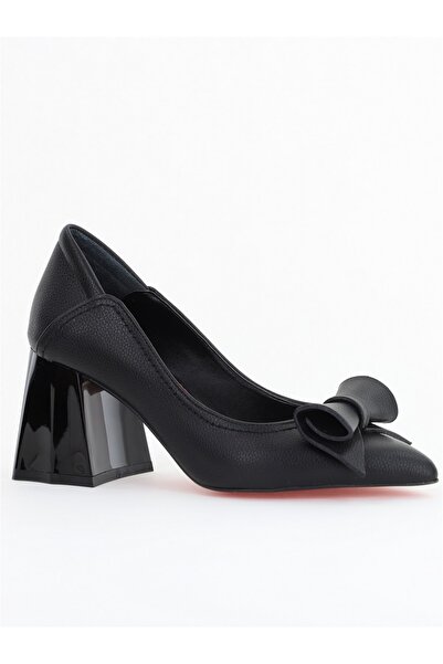 Nicoletta Pantofi Damă cu Toc Gros Negru Mat din Piele Ecologică BS2010D2503243