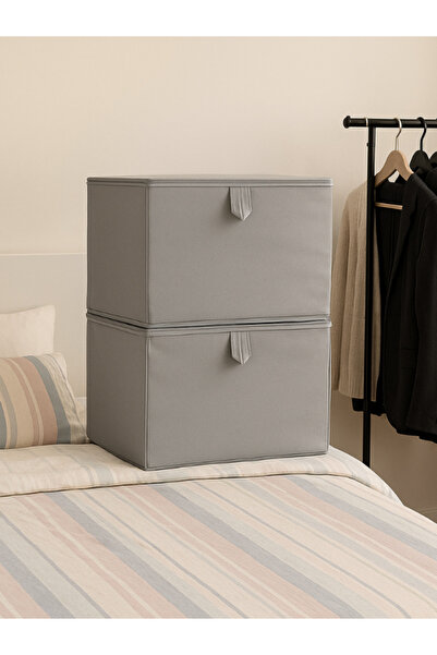 Venita Home 2-Piece Zippered Box Storage – Closet Laundry Toy Organizer Folding Storage Box