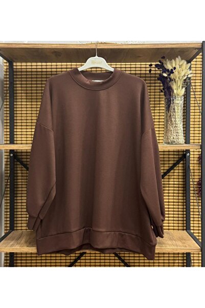 ÖZNE BUTİK Women's Oversized Rib Neck Modal Fabric Sweet