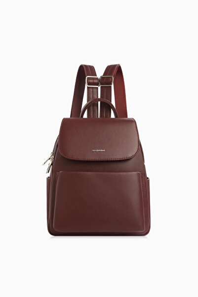 CENGİZ PAKEL Molly Women's Backpack with Flap - 7324 - Burgundy