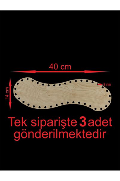 Wooden Cream 40x14 Cm 3 Pcs Bamboo Tray Knitting Plate Underplate Perforated Underplate Crochet Base Work Basket Base
