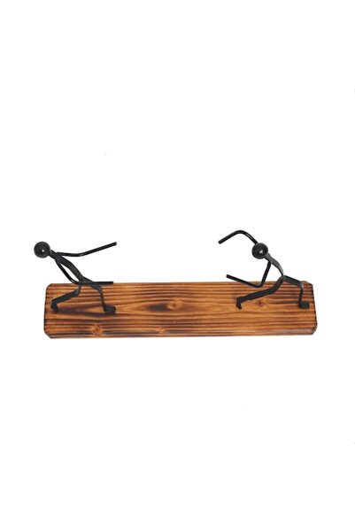 OEM Duo-wine bottle holder, made of treated pine wood and iron elements, 40x10x23 cm