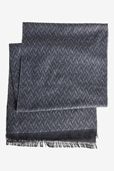 ALTINYILDIZ CLASSICS Men's Anthracite Soft Textured Warm Patterned Scarf