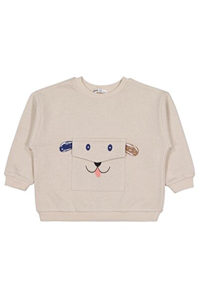 Civil Boys Pocket Dog Embroidered 2-5 Years Old Sweatshirt - Beige 4-5 Years Old