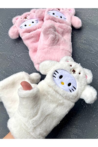 Toka Kutum Kids Store Beyaz Hello Kitty Peluş Eldiven