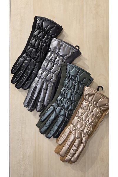 trendbysena Women's Gloves Gathered Shiny