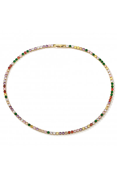 Eva Grace Κολιέ Maeve, πολύχρωμο, διακοσμημένο με ζιργκόν, στη βάση του λαιμού
