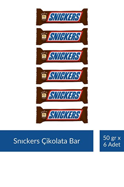 Snickers Çikolata Bar 50 gr x 6 Adet