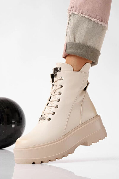 Zaira Ghete dama îmblanite bej din piele ecologica Maria #22673 - 40