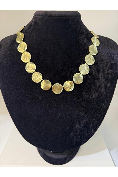 RMATELİER Xuping VIP Altın Kaplama Fırçalanmış Yuvarlak Diskli Pullu Şık Kolye