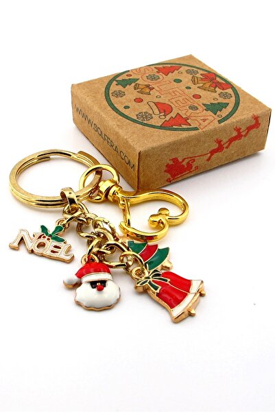 Solfera New Year Christmas Santa Claus Pine Tree Bells Charm Bag Ornament Keychain Ky108
