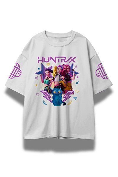 Fuddy Moda تي شيرت Huntrix Kol مطبوع للجنسين، تي شيرت قصة فضفاضة Kpop Demon Hunters ذو طابع خاص