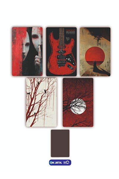 ON DİJİTAL BASKI MERKEZİ Gitar Temalı 5 Adet Buzdolabı Magnet Seti
