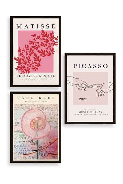 CT STONES Famous Paintings Triple Wooden Framed Painting