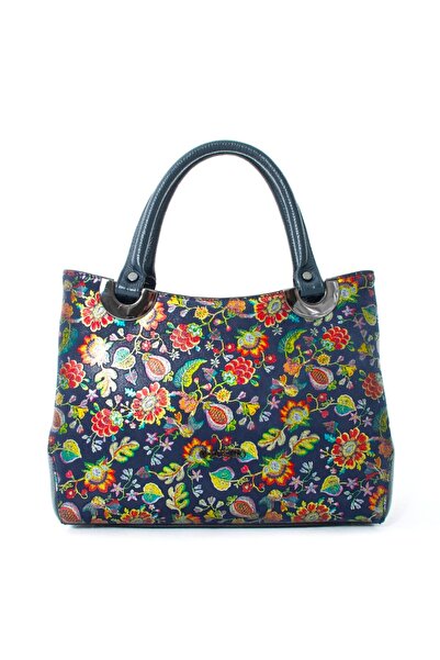 VOSTRO حقيبة يد وكتف نسائية من الجلد الطبيعي 100% باللون الأزرق الداكن - مودي...