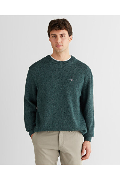 Gant Erkek Yeşil Relaxed Fit Bisiklet Yaka Triko