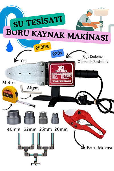 Saatistan 2500W Su Tesisatı Plastik Boru Kaynak Makinesi Çift Kademe Seti