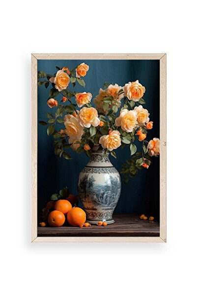 CT STONES Floral Vase Wooden Framed Painting