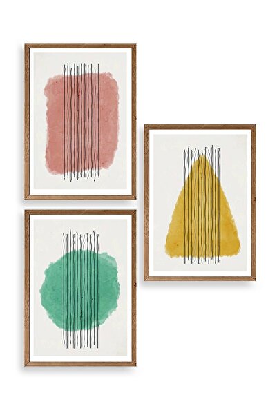 CT STONES Shapes Square Triangle Triple Wooden Framed Table