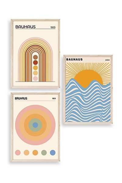 Twin Store طاولة باوهاوس ثلاثية الإطار الخشبي