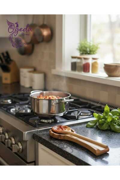 MİEN Akasya Ağacı Kaşık Altlığı – Doğal Ahşap Mutfak Kaşıklığı | Isıya Dayanıklı, Şık Servis Altlığı