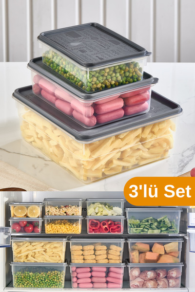 ESTİ 3-Piece Refrigerator Storage Container Set – Transparent Leak-Proof Food Storage and Organization Box