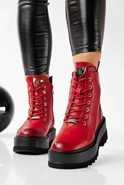 Zaira Ghete dama îmblanite rosii din piele ecologica Maria #22674