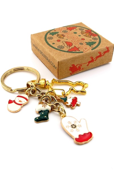 Solfera New Year Christmas Snowman Glove Pine Tree Charm Bag Ornament Keychain Ky107