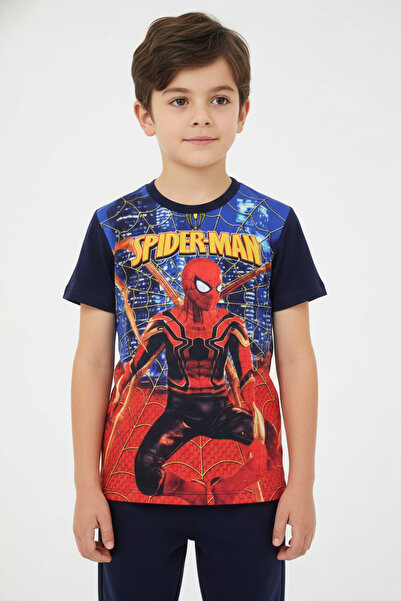 Vaxy Style Boy's Crew Neck Relax Fit Cotton Line Hero Printed Short Sleeve T-...