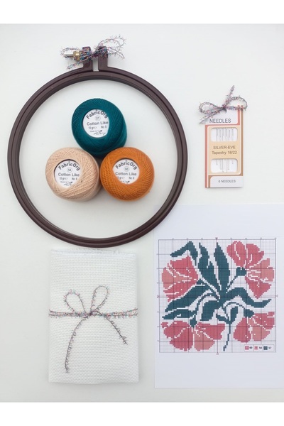 fabricorg Etamin - Kanaviçe Başlangış Seti KARANFİL ( SET-3 )