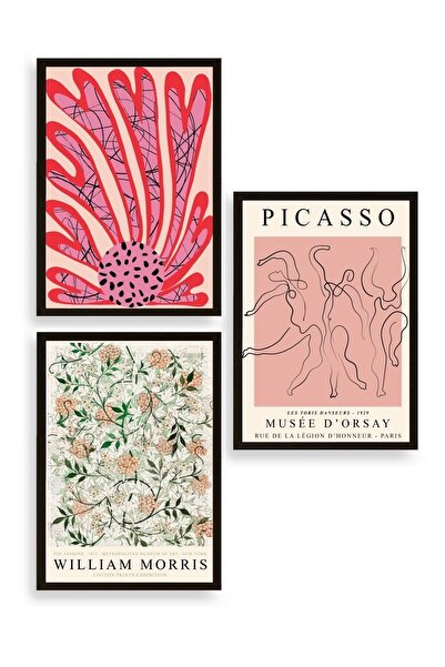 CT STONES Famous Paintings Triple Wooden Framed Painting