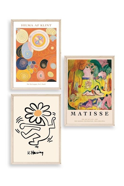 CT STONES Famous Paintings Triple Wooden Framed Painting