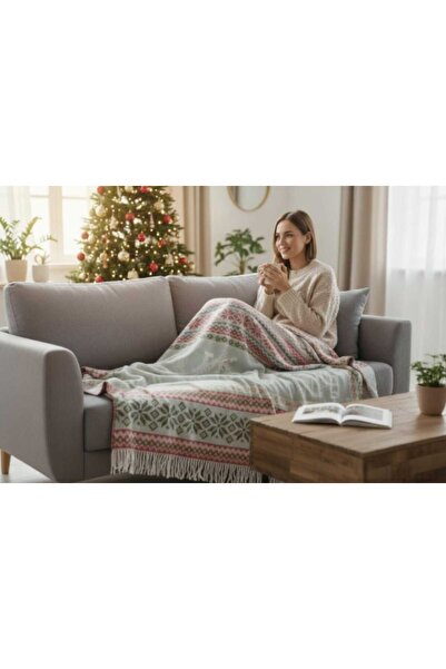 SESLİ HOME بطانية سكوتش أكريليك منقوشة على الوجهين لبداية العام 200×220 سم