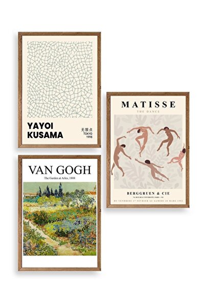 CT STONES Famous Paintings Triple Wooden Framed Painting