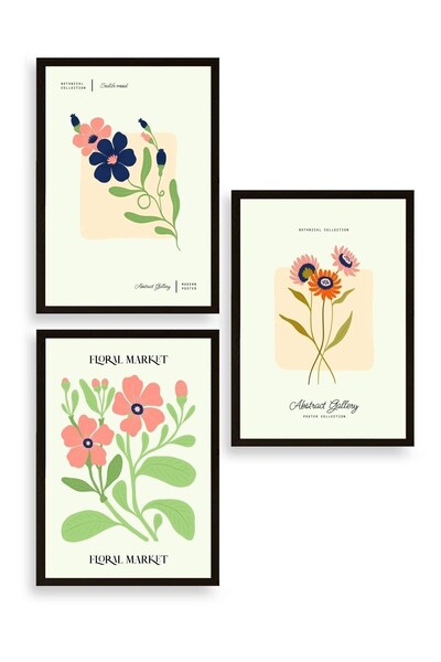 CT STONES Flower Market Triple Wooden Framed Table