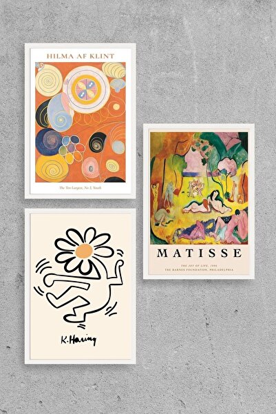 CT STONES Famous Paintings Triple Wooden Framed Painting