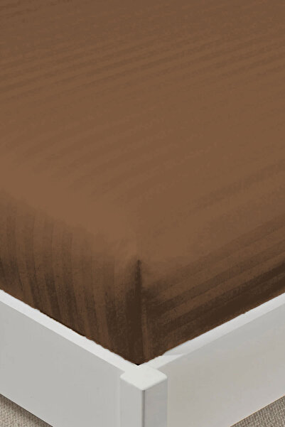 VAROL طقم ملاءات سرير مخططة من القطن الساتان 100% - 30 سم - غطاءان للوسائد