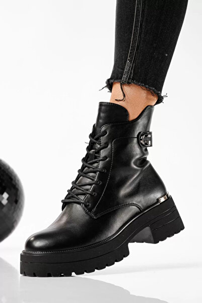 Zaira Γυναικείες μαύρες γούνινες μπότες από οικολογικό δέρμα Dalia #22768 - 40