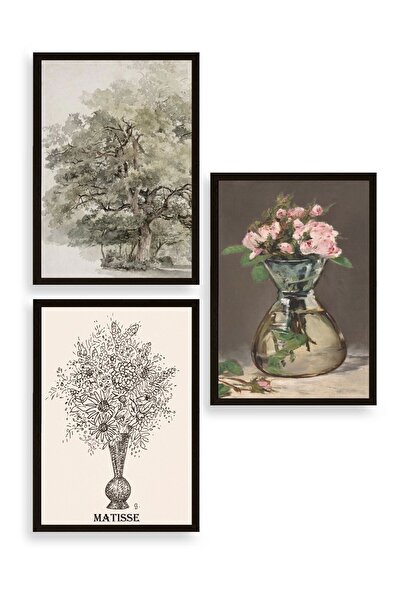 CT STONES Matisse Triple Wooden Framed Painting