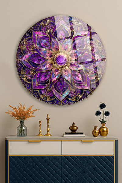 TAULART МОР АМЕТИСТОВ КАМЪК ОЦВЕТЕНО СТЪКЛО МАНДАЛА МОДЕЛ КРЪГ НЕРАЗРУШИМА ЛУ...