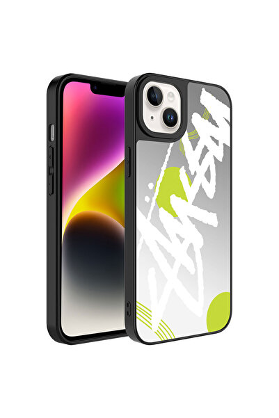 zore iPhone 14 Plus Compatible Mirrored Patterned Camera Protected Glossy Tcm...