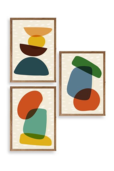 CT STONES Relaxing Patterns Triple Wooden Framed Painting