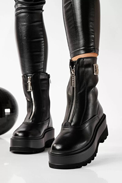 Zaira Women's black fur boots made of eco-leather Bianca #22688 - 40