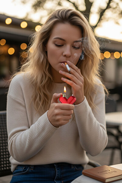 tuse rozet dükkanı Katlanınca Kalp Olan Kişiye Özel Lazer Baskılı Metal Çakmak