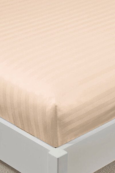 VAROL 100% Cotton Satin Stripe King Size Fitted Sheet Set – 30 cm – 2 Pillowcases