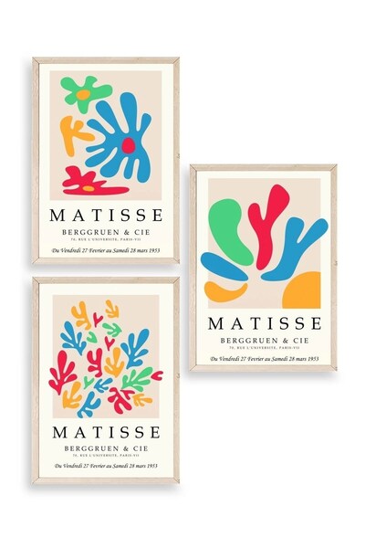 CT STONES Matisse Triple Wooden Framed Painting
