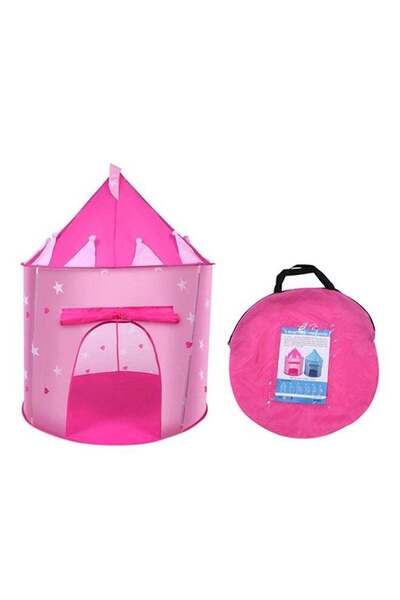 PLAYHOOD خيمة لعب للأطفال قابلة للطي على شكل قلعة محمولة - وردي