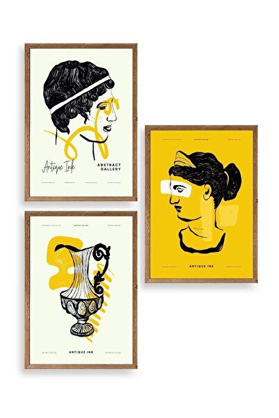 Twin Store Abstract Triple Wooden Framed Painting